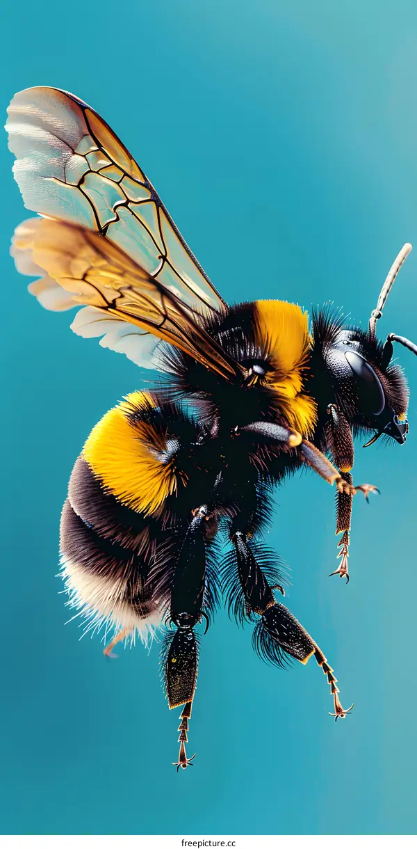 bumblebee in blue background