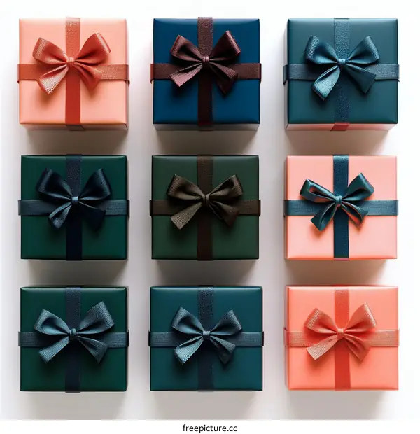 Colorful Gift Boxes with Ribbons