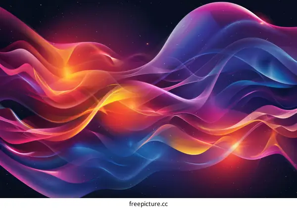 Colorful waves dance through space