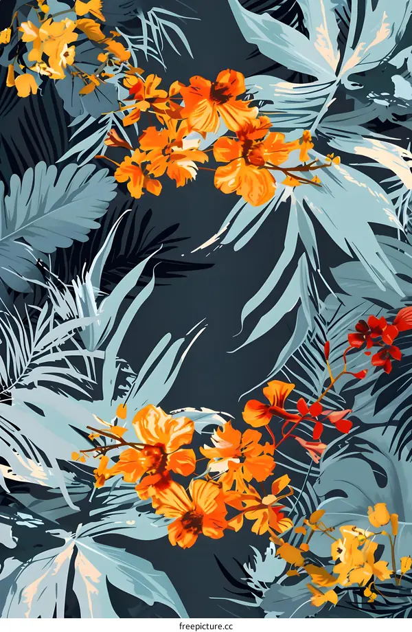 Tropical Floral Seamless Pattern Illustration