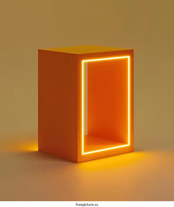Orange Neon Light Box 3D Render