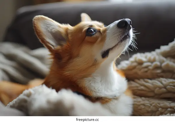 Cute Corgi Dog Looking Up