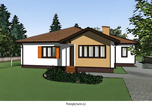 Modern Suburban House Illustration