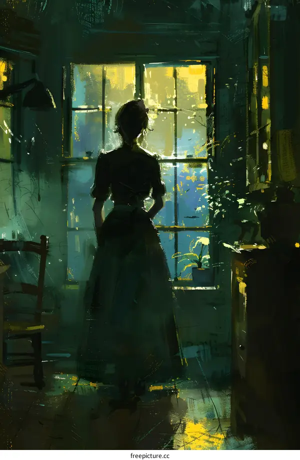 woman standing in front of window