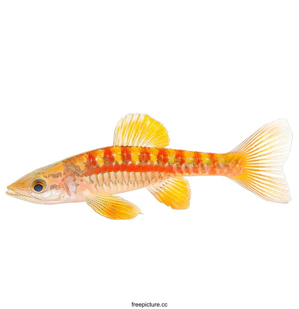 [Transparent Background PNG]Striped Orange Fish on White Background