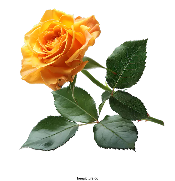 [Transparent Background PNG]single yellow rose