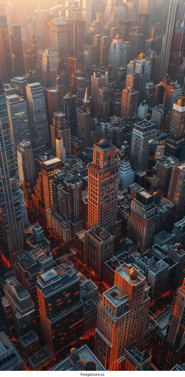 Aerial View of a Busy City Skyline