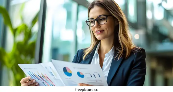 Businesswoman Analyzing Financial Charts