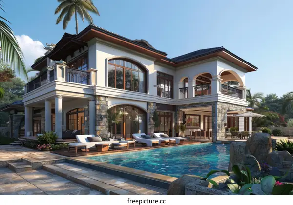 Luxury Villa with Infinity Pool in Tropical Garden