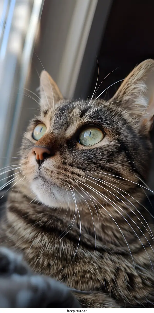 A ginger cat looking out the window