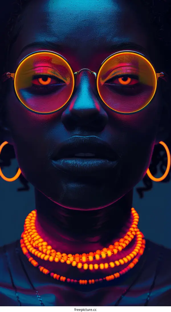 Portrait of a black woman wearing glasses and a necklace
