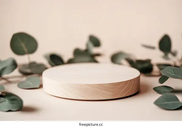 Wooden Display Platform with Eucalyptus Branches