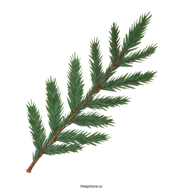 [Transparent Background PNG]Detailed Fir Tree Branch Illustration