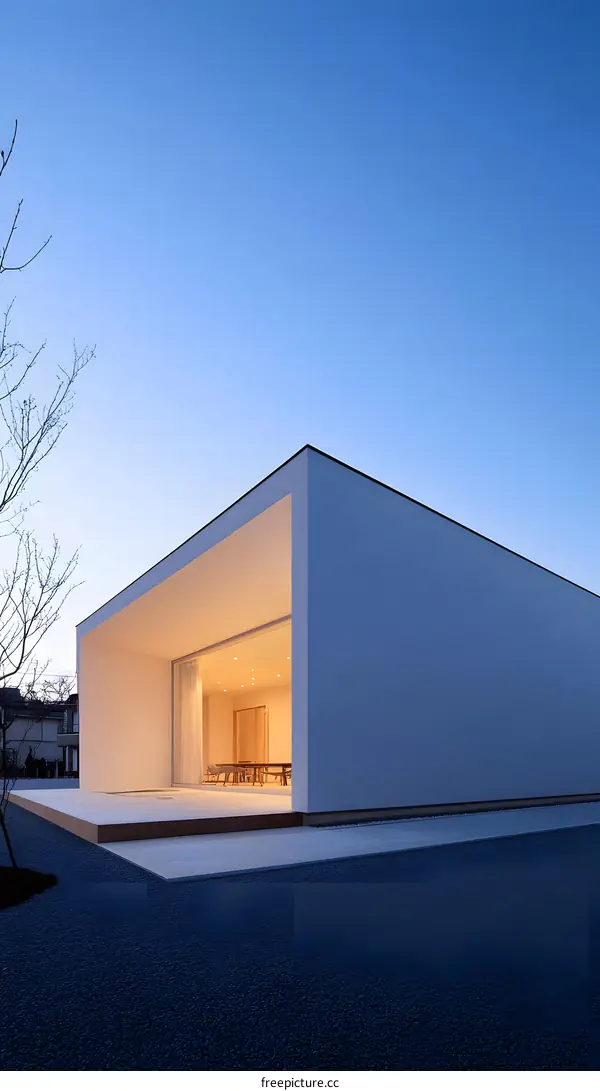 Modern Minimalist White House with Open Patio in Japan