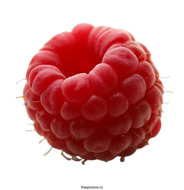 [Transparent Background PNG]Close Up of a Single Red Raspberry Isolated on a transparent background