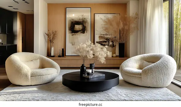 Modern Beige Living Room with Cozy Armchairs