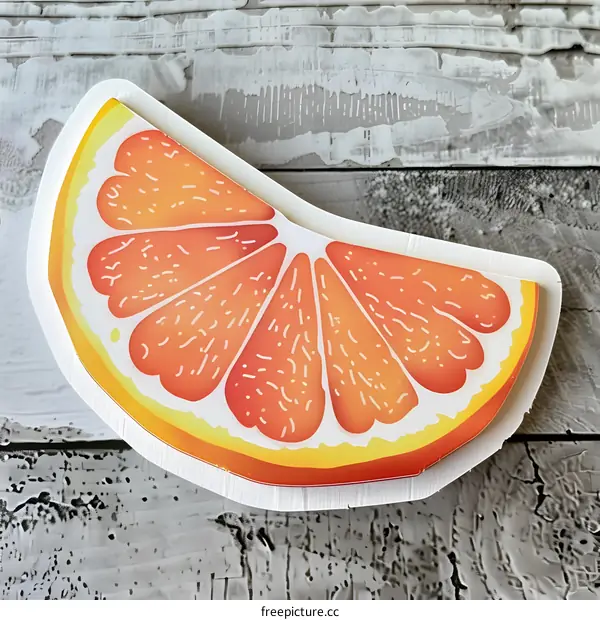 Orange Slice Illustration on White Wooden Background