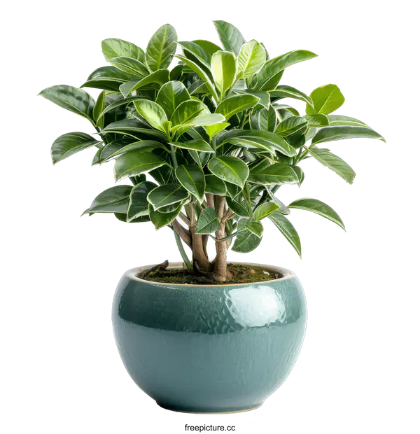 [Transparent Background PNG]Green plant in pot isolated on black background