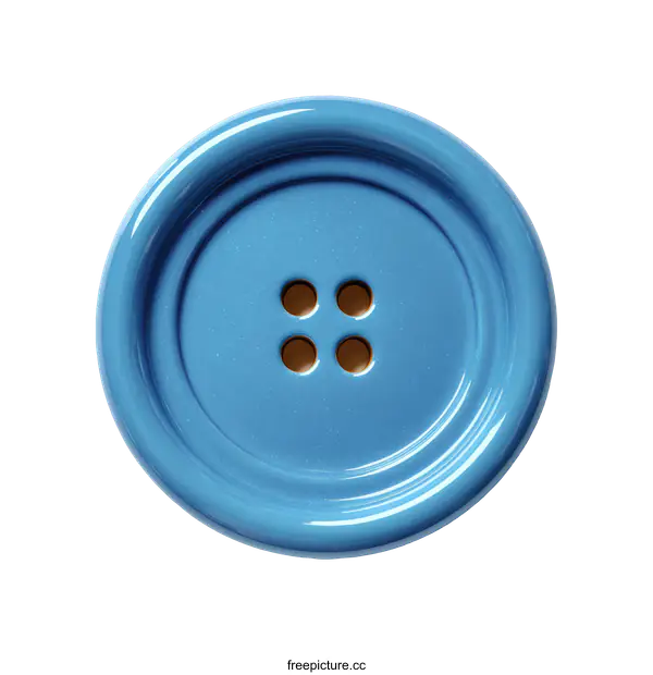 [Transparent Background PNG]Close-up View of a Round Blue Button