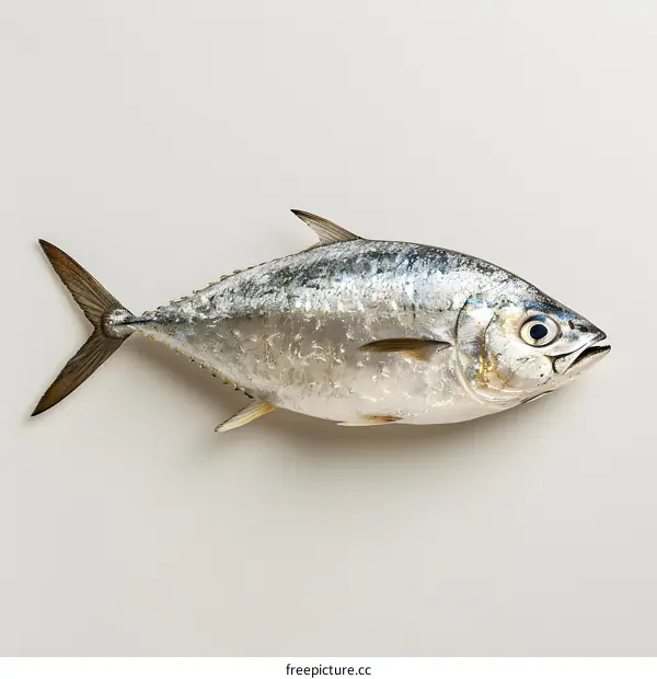 Fresh whole tuna on white background