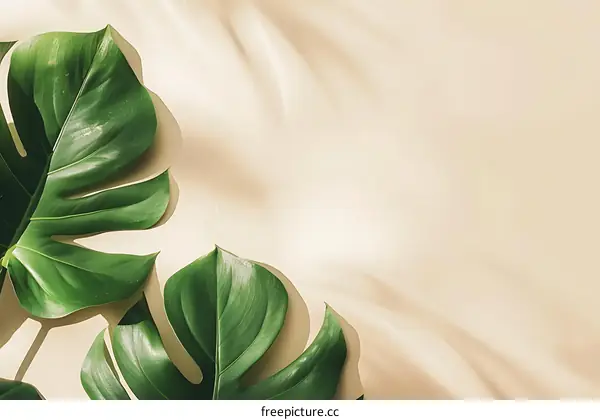 Tropical Leaf on Beige Background