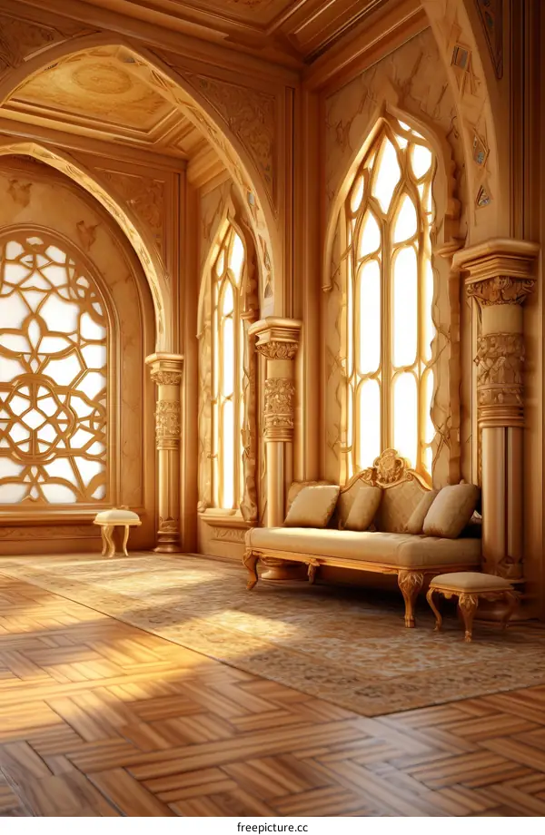 ornate golden throne room interior fantasy