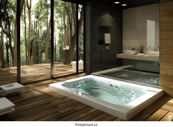 Modern Spa with Forest View Interior Design