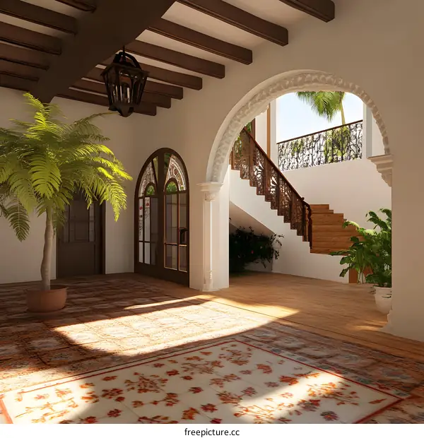 Spanish Style Interior Design with Arched Entryway
