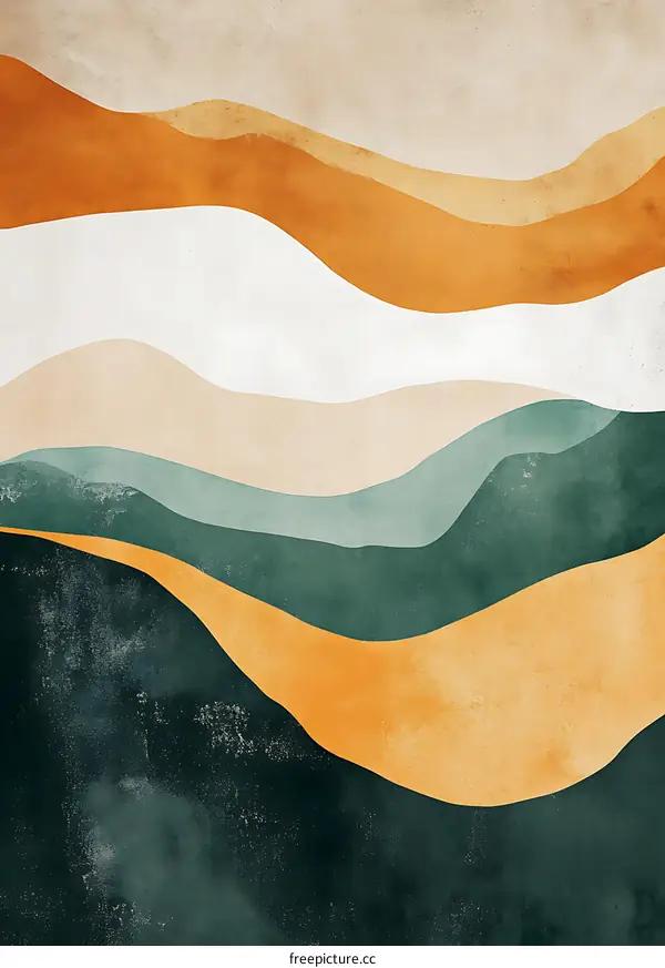 Abstract Watercolor Painting Of Mountains