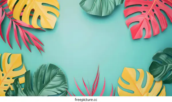 Tropical Leaves Background with Copy Space