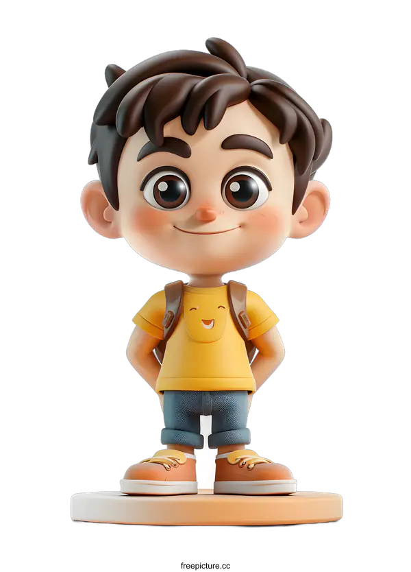[Transparent Background PNG]3d illustration of a smiling boy