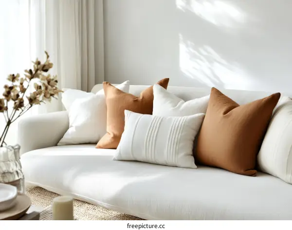 Modern Minimalist Living Room Sofa with Cushions