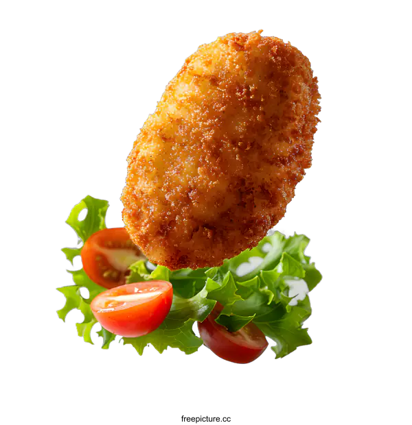 [Transparent Background PNG]Crispy Chicken Nugget and Salad on White Background