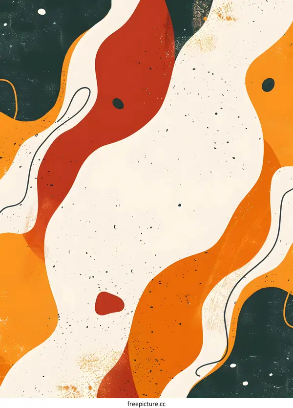 Abstract Digital Art Illustration with Wavy Lines and Shapes