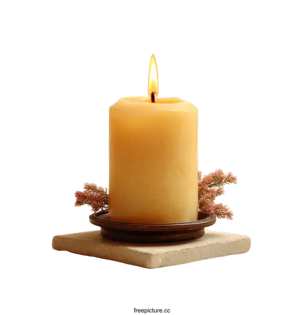 [Transparent Background PNG]Warm Glow of a Single Candle