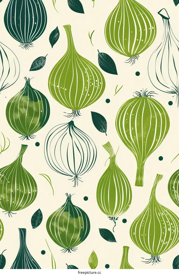 Green onion seamless pattern