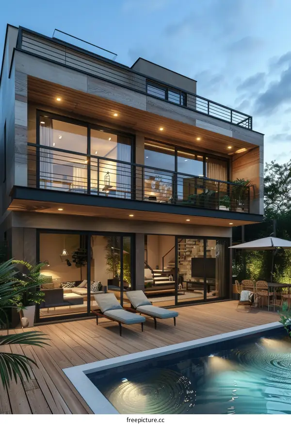 Tranquil Modern Luxury Villa with Private Pool and Vast Outdoor Space