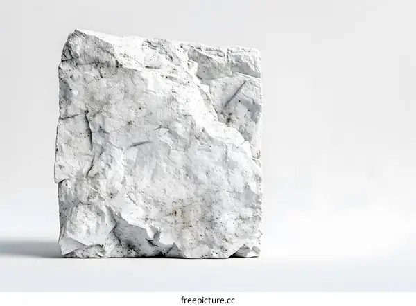 White Rough Stone Texture Isolated On White Background