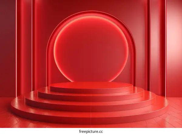 Red Geometric Abstract Podium Display Background