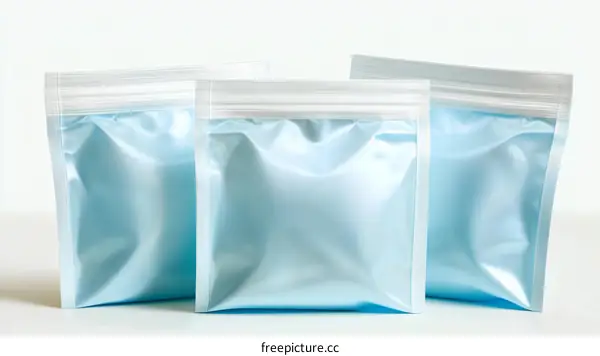 Light Blue Zipped Plastic Food Packaging Bags