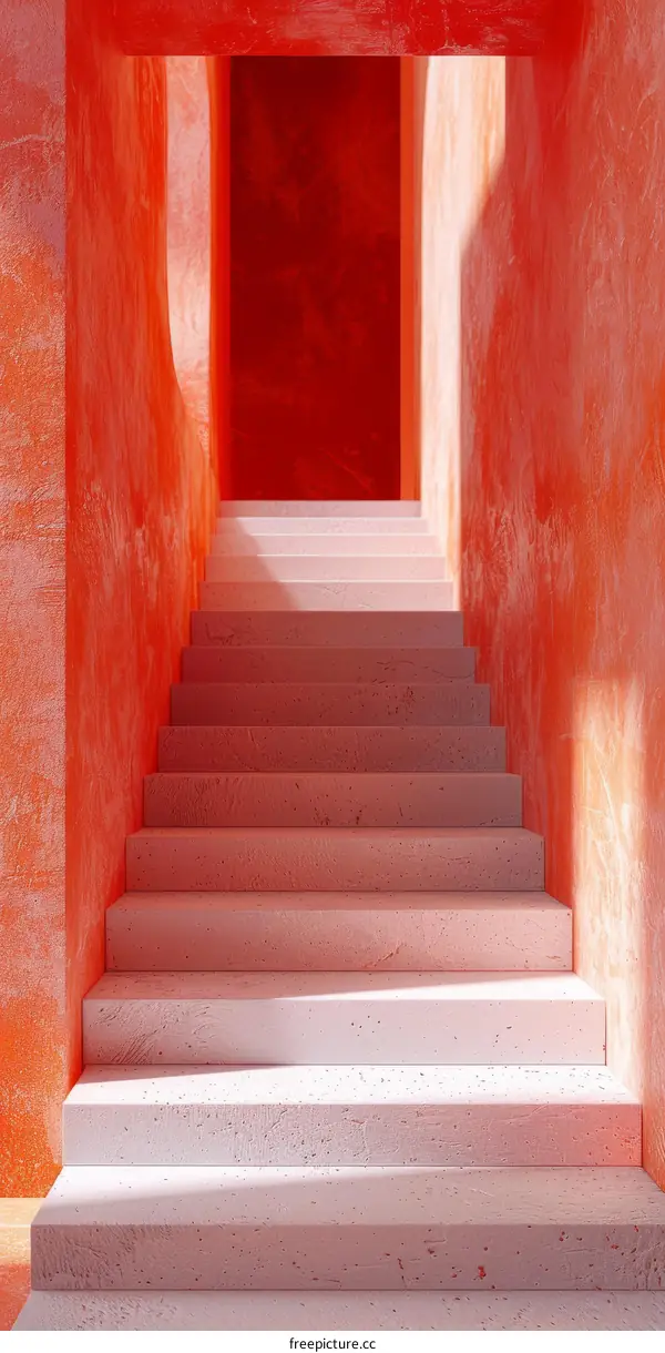 Minimalist Pink Staircase with Sunlight
