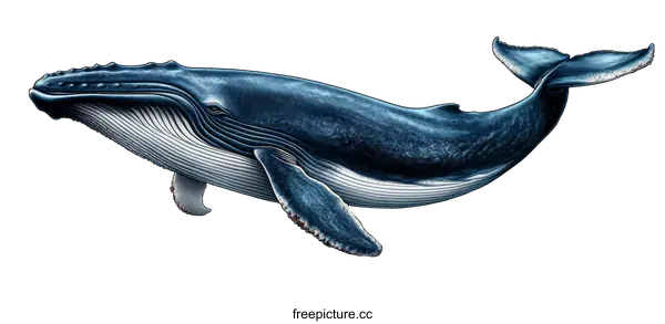 [Transparent Background PNG]Majestic Illustration of a Blue Whale