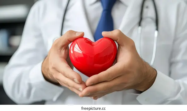 Doctor Holding a Heart Symbol of Care