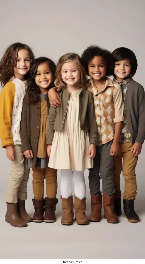 Portrait of a Multiethnic Group of Children