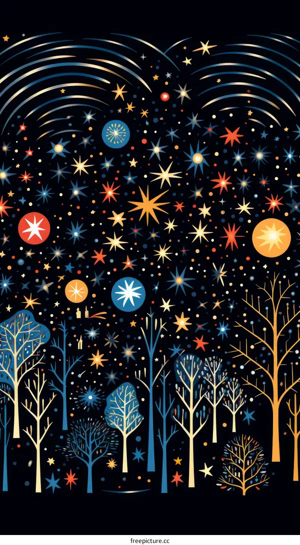 A Night Sky Filled with Bright and Colorful Stars and Falling Stars