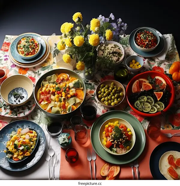 A Delightful Spread of Mediterranean and Vegetarian Delicacies