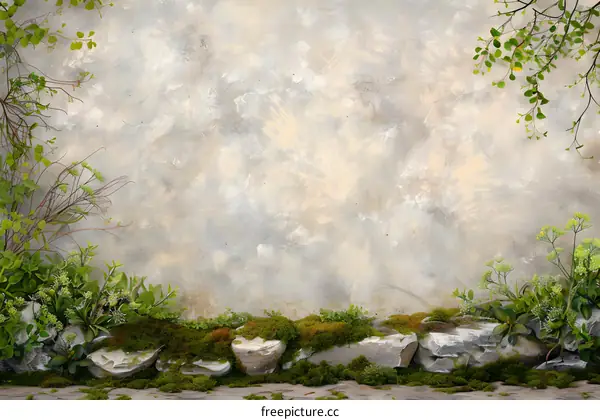 Green Mossy Stone Wall Background