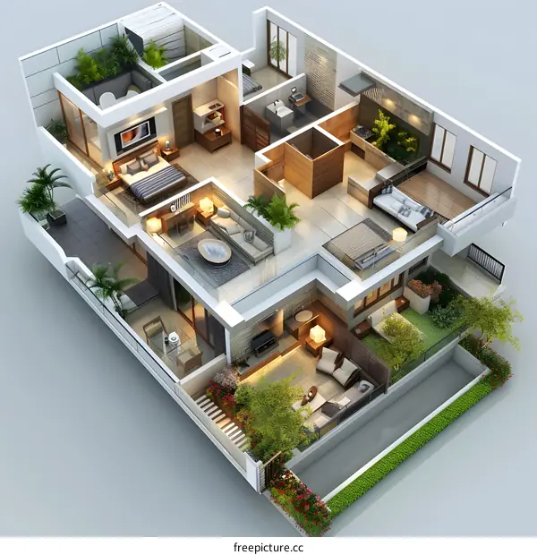 3D rendering of a modern house