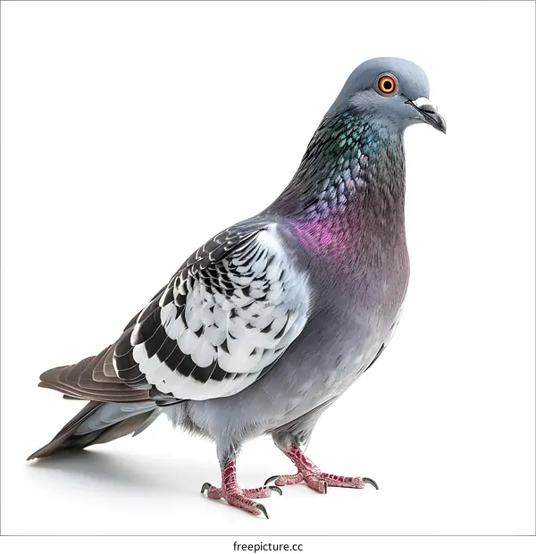 A pigeon with a colorful neck