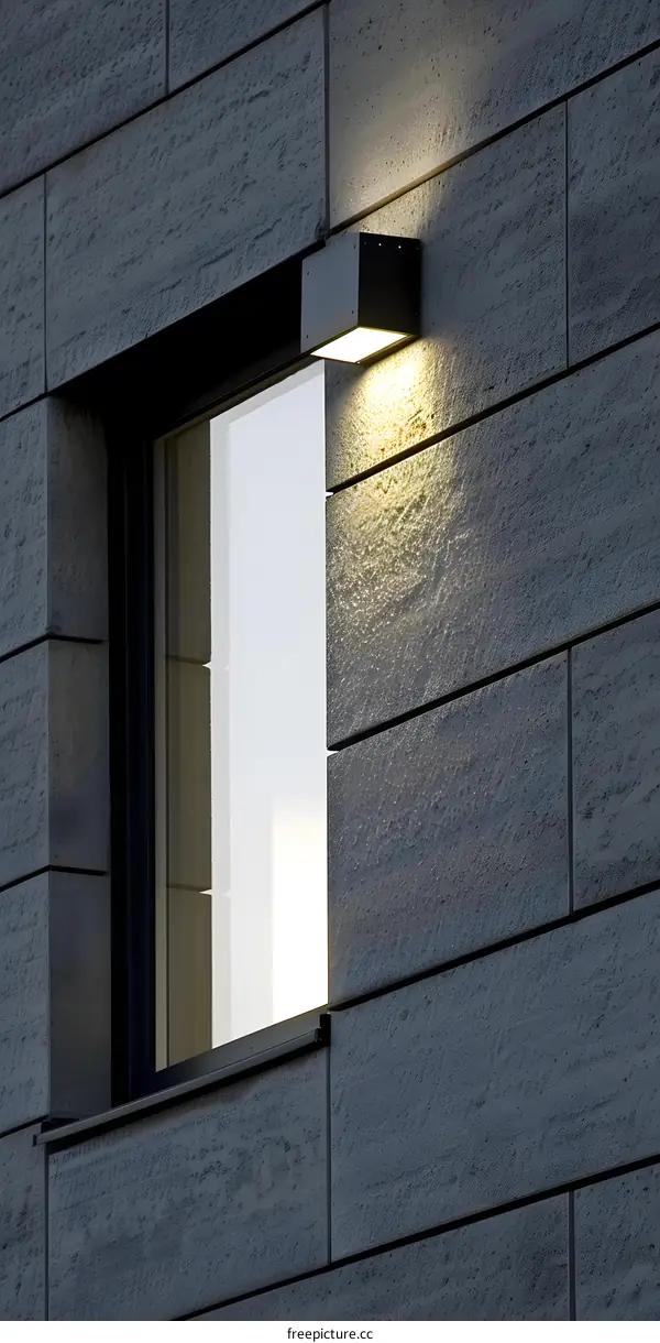 Modern Exterior Wall with Window and Light